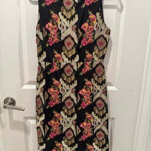 Korovilas Anthropologie Blk/Pink Tapestry Dress Size 4 Old Money Vintage Sequins